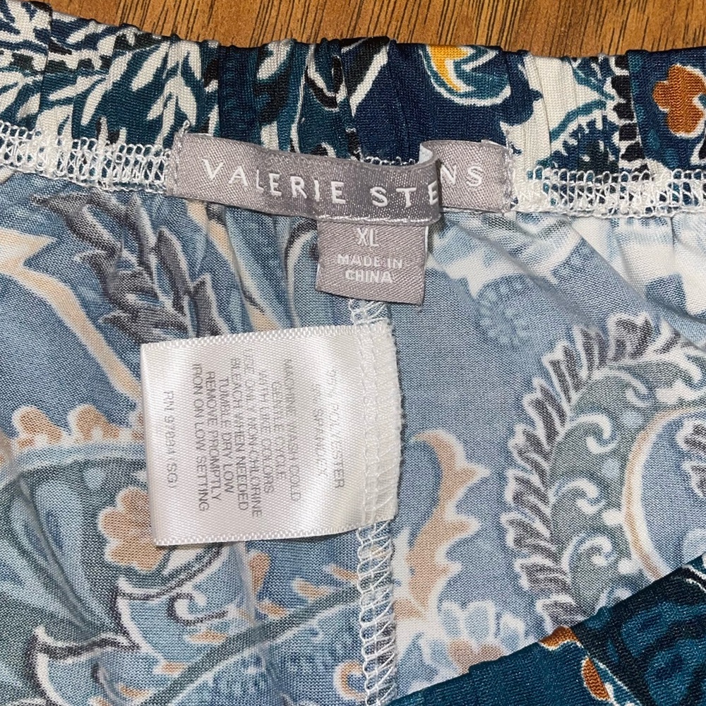 Valerie Stevens Teal Paisley Wide Leg Pants woman’s size XL - Picture 6 of 7
